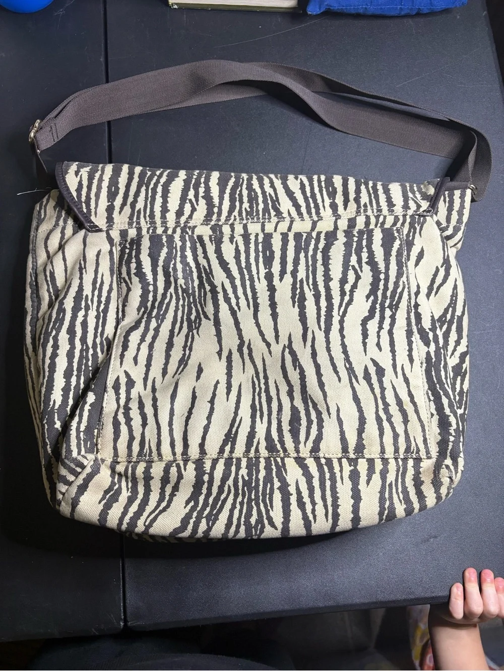 kate spade Zebra-Print Canvas Messenger diaper Bag in Cream and Brown